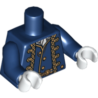 Torso Uniform Jacket over Vest with Gold Trim Print, Dark Blue Arms, White Hands Dark Blue