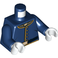 Torso Cavalry Uniform, 5 Buttons, Belt Print, Dark Blue Arms, White Hands Dunkelblau
