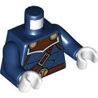 Torso Muscles Outline with Reddish Brown Belts with Gold Buckles Print, Dark Blue Arms, White Hands Dunkelblau