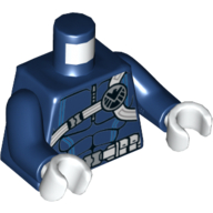 Torso Jumpsuit with Muscles, Utility Belt, White Straps, and SHIELD Logo Print, Dark Blue Arms, White Hands Dunkelblau