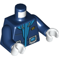Torso Hoodie with Azure Trim, Handheld Device Print, Dark Blue Arms, White Hands Dunkelblau