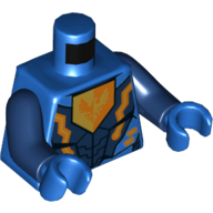 Torso Armor with Orange and Gold Circuitry, Falcon Shield print, Dark Blue Arms, Blue Hands Blue