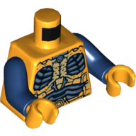 Torso Parademon Armor Skeletal with Vertebrae, Dark Blue and Sand Blue Detail Print, Dark Blue Arms, Bright Light Orange Hands Bright Light Orange