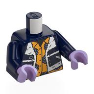 Torso, Jacket, White Fur, Bright Light Orange Shirt, Sand Blue Flowers print, Dark Blue Arms, Lavender Hands Dark Blue