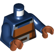 Torso Pixelated Dark Orange, Dark Brown, Dark Bluish Gray, and Black Squares Print, Dark Blue Arms, Dark Orange Hands Dark Blue