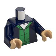 Torso, Jacket, Green Hoody with Zipper, White Shirt print, Dark Blue Arms, Warm Tan Hands Dark Blue