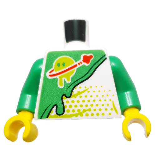 Torso, Futuron Suit with Slime Planet (Z-Blob), Lime Dots print, Bright Green Arms, Yellow Hands Weiß