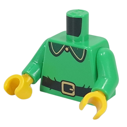 Torso, Green Collar, Gold Trim, Black Belt, Gold Belt Buckle print, Bright Green Arms, Yellow Hands Bright Green