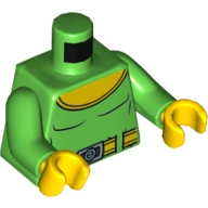 Torso Muscles with Large Yellow Rounded Collar, Belt Print, Bright Green Arms, Yellow Hands Hellgrün