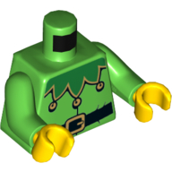 Torso Jacket with Pointed Collar with Bells and Belt Print (Elf), Bright Green Arms, Yellow Hands Bright Green