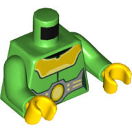 Torso Armor, Yellow Collar, Silver Belt with Yellow Circle Print, Bright Green Arms, Yellow Hands Hellgrün