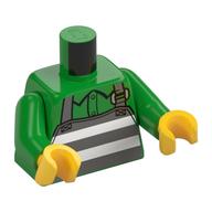 Torso Shirt, Apron with Prison Stripes Print, Bright Green Arms, Yellow Hands Hellgrün
