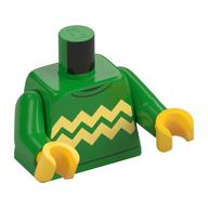 Torso Sweater with 2 Bright Light Yellow Zigzag Stripes Print, Bright Green Arms, Yellow Hands Hellgrün
