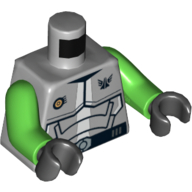 Torso Armor with Galaxy Squad Logo and '30' on Back Print, Bright Green Arms, Black Hands Hellblaugrau