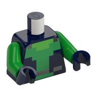 Torso, Green/Bright Green Pixelated Shirt, Silver Belt print, Bright Green Arms, Dark Blue Hands Dark Blue