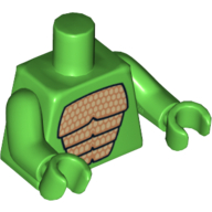 Torso Scales Print (Lizard Costume), Bright Green Arms and Hands Hellgrün