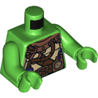 Torso Turtle Shell with Gauge and Purple Diving Bottles Print, Bright Green Arms and Hands Bright Green