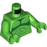 Torso Bare Chest with Green and Dark Green Body Lines on Both Sides Print (Hulk), Bright Green Arms and Hands Bright Green