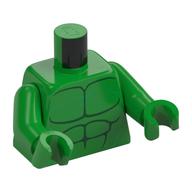 Torso, Bare Chest, Dark Green Muscle Lines (Hulk) print, Bright Green Arms and Hands Hellgrün