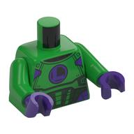 Torso, Kryptonite Armor Suit, Dark Purple 'L' print, Bright Green Arms, Dark Purple Hands Bright Green