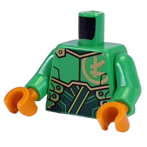 Torso, Gold Asian Symbol, Gold/Dark Green Armor print, Bright Green Arms, Pearl Gold Hands Hellgrün