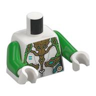 Torso Armor, White, Gold, and Bright Green Details, Gold Dragon print, Bright Green Arms, White Hands White