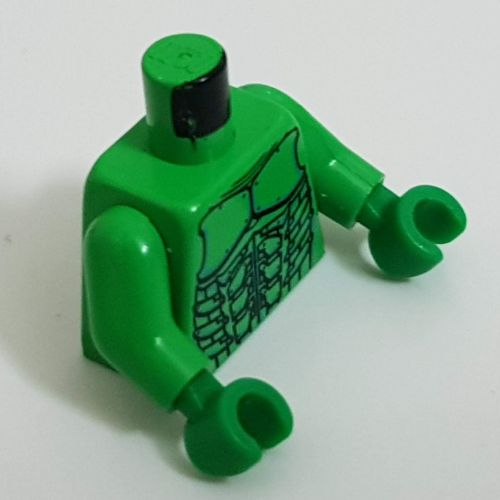 Torso Green Goblin Armor Print, Bright Green Arms, Green Hands Bright Green