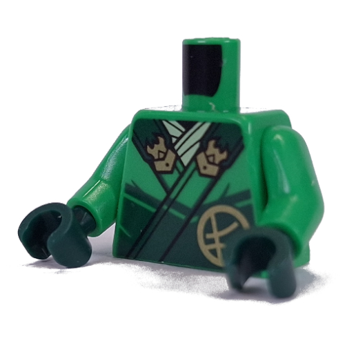 Torso Robe, Dark Green Trim, Gold Decorations print, Bright Green Arms, Dark Green Hands Hellgrün