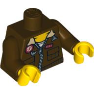 Torso Aviator Jacket with Eagle and 'SMH' Print on Back, Dark Brown Arms, Yellow Hands Dark Brown