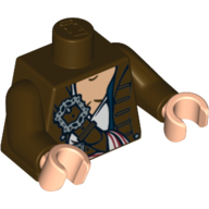 Torso Jacket over White Open Shirt with Belts and White Sash Print, Dark Brown Arms, Light Nougat Hands Dunkelbraun
