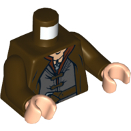 Torso Coat with Evenstar Pendant, Double Button Shirt and Belt Print (Aragorn), Dark Brown Arms, Light Nougat Hands Dark Brown