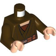 Torso Robe with Dark Orange Belt Print (Saesee Tiin), Dark Brown Arms, Light Nougat Hands Dunkelbraun