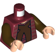 Torso Robe, Reddish Brown 'X', Horizontal Trim Print (Chancellor Palpatine), Dark Brown Arms, Light Nougat Hands Dark Red