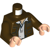 Torso Jacket, Open over White Shirt Print, Dark Brown Arms, Light Nougat Hands Dark Brown