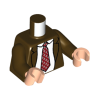 Torso, Jacket, White Shirt, Red Dotted Tie print, Dark Brown Arms, Light Nougat Hands Dark Brown