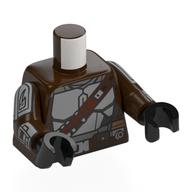 Torso Armor with Reddish Brown Bandolier and Belt with Pouches Print, Dark Brown Arms with Armor Panels Print, Black Hands Dark Brown