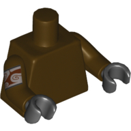 Torso Plain, Dark Brown Arms with Silver Band Print, Black Hands Dunkelbraun