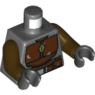 Torso Armor, Reddish Brown Chestplate and Belt with Pouches and Buckle Print, Dark Brown Arms, Black Hands Dunkelblaugrau