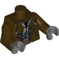 Torso Jacket with Silver Buttons and Ammo Belt Print (Cad Bane), Dark Brown Arms, Dark Bluish Gray Hands Dark Brown