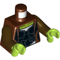 Torso Jacket, Black Shirt Lime Neck Print (Gamora) Dark Brown Arms, Lime Hands Rotbraun