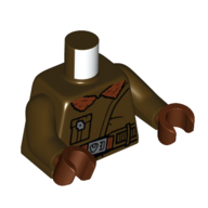 Torso, Coat, Pocket, Belt, Reddish Brown Fur Lining print, Dark Brown Arms, Reddish Brown Hands Dark Brown