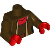 Torso Robe with Reddish Brown Belt and Red Neck Print (Shaak Ti), Dark Brown Arms, Red Hands Dunkelbraun