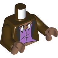 Torso, Jacket, Lavender Shirt, Necklace with Fangs print, Dark Brown Arms, Medium Brown Hands Dark Brown