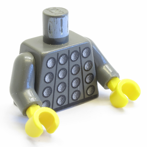 Torso Studded Armor Print, Dark Gray Arms, Yellow Hands Dunkelgrau