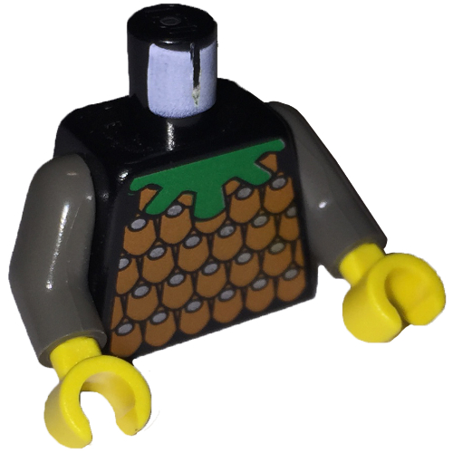 Torso Armor, Scale Mail Brown Print, Dark Gray Arms, Yellow Hands Black