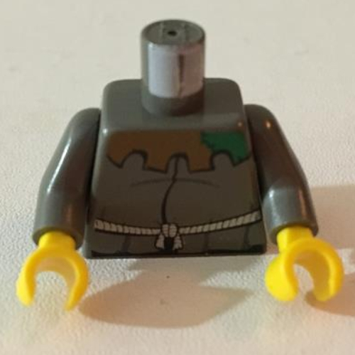 Torso Tunic, White Rope & Patched Collar Print (Hunchback), Dark Gray Arms, Yellow Hands Dunkelgrau