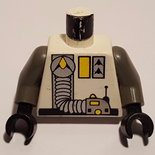 Torso Exploriens Logo, Yellow Accents, Silver Hose Print, Dark Gray Arms, Black Hands Weiß