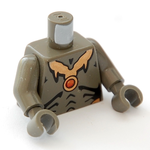 Torso Geonosian Bare Chest with Necklace Print, Dark Gray Arms and Hands Dunkelgrau