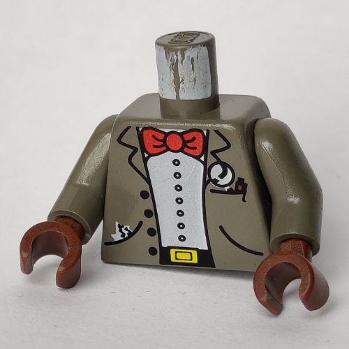 Torso Jacket, Shirt, Bow Tie, Pockets, Buckle Print, Dark Gray Arms, Brown Hands Dunkelgrau