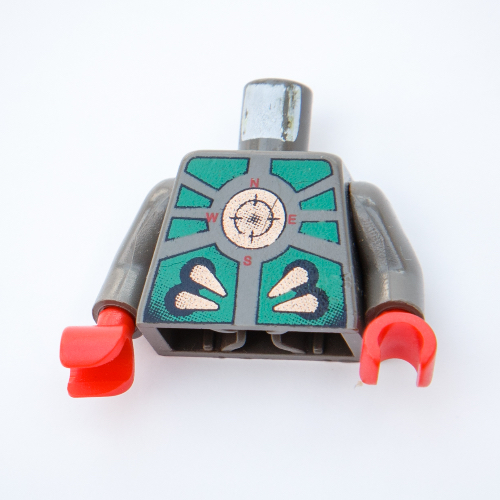 Torso Stingray Dark Turquoise, Black, and Gold Print, Dark Gray Arms, Red Hands Dark Gray
